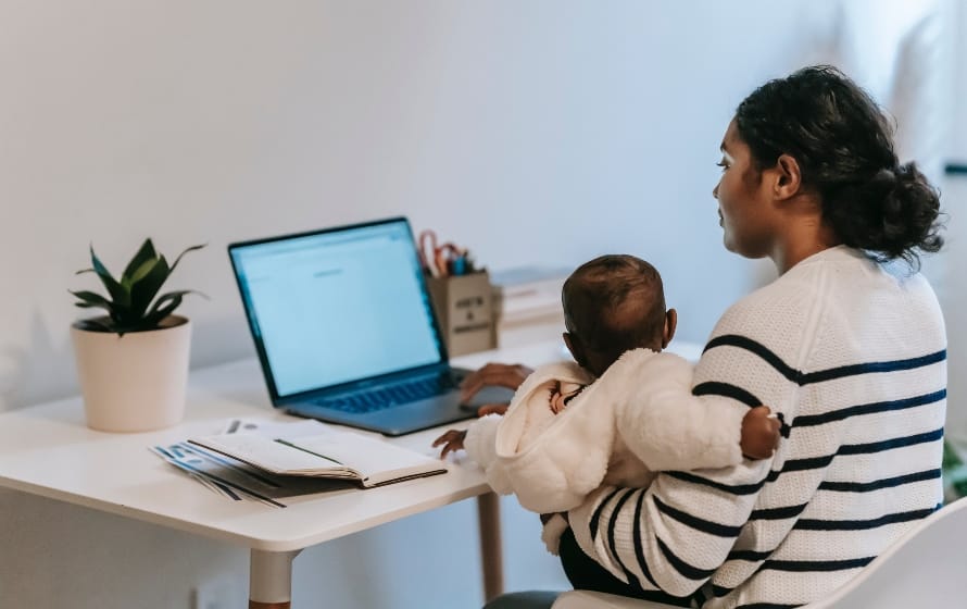 mom working from home